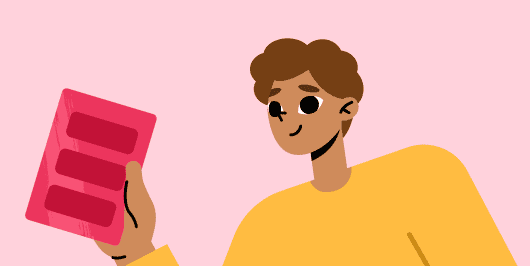 An illustrated high school student holding a book
